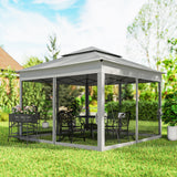 11' x 11' Pop Up Gazebo 2-Tier Soft Top Shelter Event Tent w/ Netting Carry Bag for Patio Backyard Garden