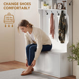 4-In-1 Hall Tree with Shoe Bench, Modern Coat Rack with Open Shelf for Hallway