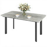 Outdoor Garden Coffee Table, Patio Table with Slatted Wood Plastic Composite Top and Steel Frame