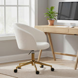 Office Chair, Teddy Fleece Upholstered Vanity Desk Chair