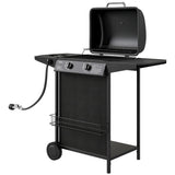 2+1 Burner Propane Gas BBQ Grill, Side Table, Shelf, Spice Rack, Wheels