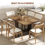 Table de salle à manger pliante, table de cuisine extensible pour petits espaces avec étagère de rangement et 6 roulettes