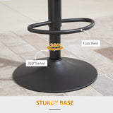 Bar Stools Set of 2, Swivel Counter Height Bar Stools with Adjustable Height and Footrest, PU Leather Upholstered Kitchen Stool for Breakfast Bar