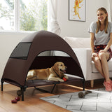 Lit pour chien surélevé avec auvent, lit surélevé pour chien avec mailles lavables et cadre en acier 41,7