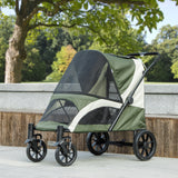 Foldable Pet Stroller for Medium Dogs with Four Big Wheels, Shock-Absorbing Frame