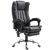 Fauteuil de bureau de massage vibrant 6 points en microfibre avec repose-pieds escamotable