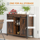 Buffet industriel avec portes coulissantes de style grange, armoire de rangement et étagères réglables pour salon, bar à domicile