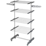 Garment Drying Rack Stainless Steel Folding Clothes Hanging Rack with Side Wings Castors for Indoor Outdoor