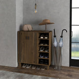 Meuble à chaussures avec double porte et étagères ouvertes, meuble de rangement pour chaussures de 17 paires pour entrée et couloir