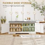 Shoe Bench with Cushion Shoe Storage Bench with Doors Adjustable Shelves for Entryway