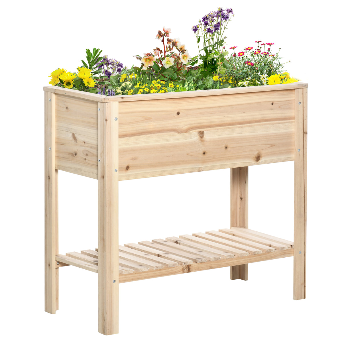 Jardinière surélevée avec tablette de rangement pour fleurs, 36