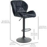 Bar Stool Set of 2 Fabric Adjustable Height Armless Upholstered Counter Chairs with Swivel Seat