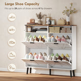 Shoe Storage Cabinet with 4 Flip Drawers, Holds Up to 24 Pairs