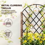 Raised Garden Bed with Metal Trellis, Elevated Planter Box with Wheels and Drainage Holes, 20.5