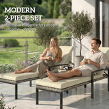 Chaise Lounge Chairs Outdoor, Set of 2 Wicker Patio Lounge Chairs with 5-Level Adjustable Backrest