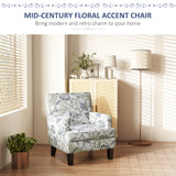 Upholstered Armchair, Mid-Century Accent Chair with Floral Pattern