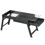 Portable Charcoal Grill with Pull-Out Charcoal Basin, Folding Tabletop Barbecue