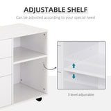 Modern Lateral Filing Cabinet, 3 Drawer File Cabinet for Letter and A4 Size Documents, Mobile, Printer Stand with Open Shelves, Rolling Wheels