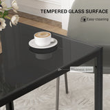 Square Kitchen Table for 2-4 People, Dining Table with Glass Top and Steel Legs for Dining Room