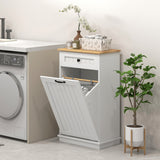 Laundry Cabinet with Removable Basket and Drawer, Tilt-Out Laundry Hamper for Bathroom