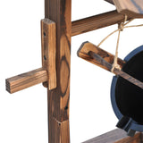 Wooden Well Wishing Fountain Outdoor with Electric Pump Water Bucket for Patio Garden