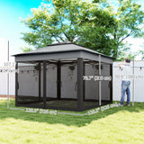 10.7 x 10.7ft Pop Up Gazebo, Adjustable Instant Sun Shelter with UV30+ Roof Cover, Removable Mesh Curtains