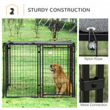Outdoor Dog Kennel, Lockable Pet Playpen Crate with Top Cover