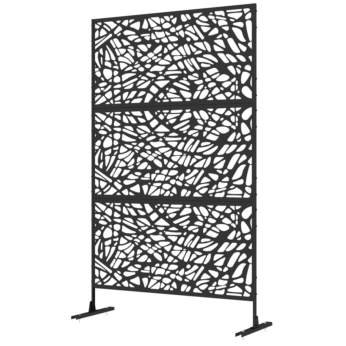 6.5FT Decorative Outdoor Divider, Metal Privacy Screen with Stand