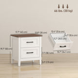 Ensemble table de nuit maison de campagne par 2, tables de chevet avec 2 tiroirs, plateau effet bois