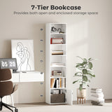 7-Tier Bookcase, Display Shelf Unit with Adjustable Shelf and Cabinet