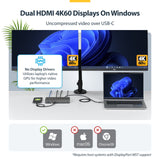 StarTech.com Dual-Monitor USB-C Docking Station, HDMI, 4K 60Hz, 100W L