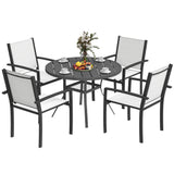 5 Piece Outdoor Dining Set with Round Table and 4 Stackable Chairs