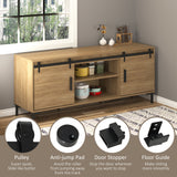 Mini Sliding Barn Door Hardware Kit for Double Doors, TV Stands, Fit 17.7