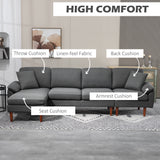 L-Shape Sofa, Pillows and Wooden Legs for Living Room