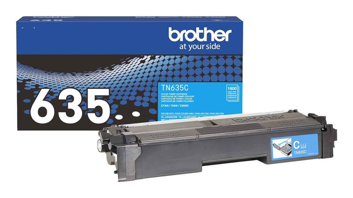 Cartouche de toner cyan Brother TN-635C – Rendement de 1 800 pages