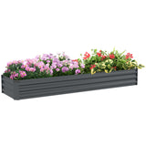 8'x2'x1' Galvanized Raised Bed, Large Elevated Planter Box for Growing Flowers