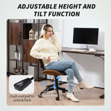 Chaise de bureau sans bras avec roues, chaise de bureau en cuir PU avec hauteur réglable, roues pivotantes pour bureau