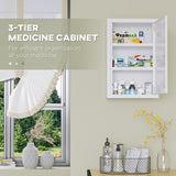 Lockable Medicine Cabinet, 3 Tier Steel Medical Wall Box with 2 Keys and Shelves for Bathroom