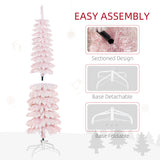 5ft Snow-Flocked Artificial Christmas Tree, Slim Pencil Xmas Tree with 301 Realistic Branches, Metal Base