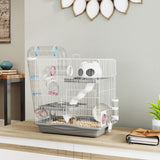 3-Tier Hamster Cage, Portable Gerbil Cage with Exercise Wheels