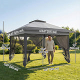 12' x 12' Foldable Pop-up Party Tent Instant Canopy Sun Shade Gazebo Shelter with Steel Frame