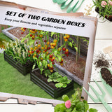 Set of 2 Galvanized Raised Beds for Garden