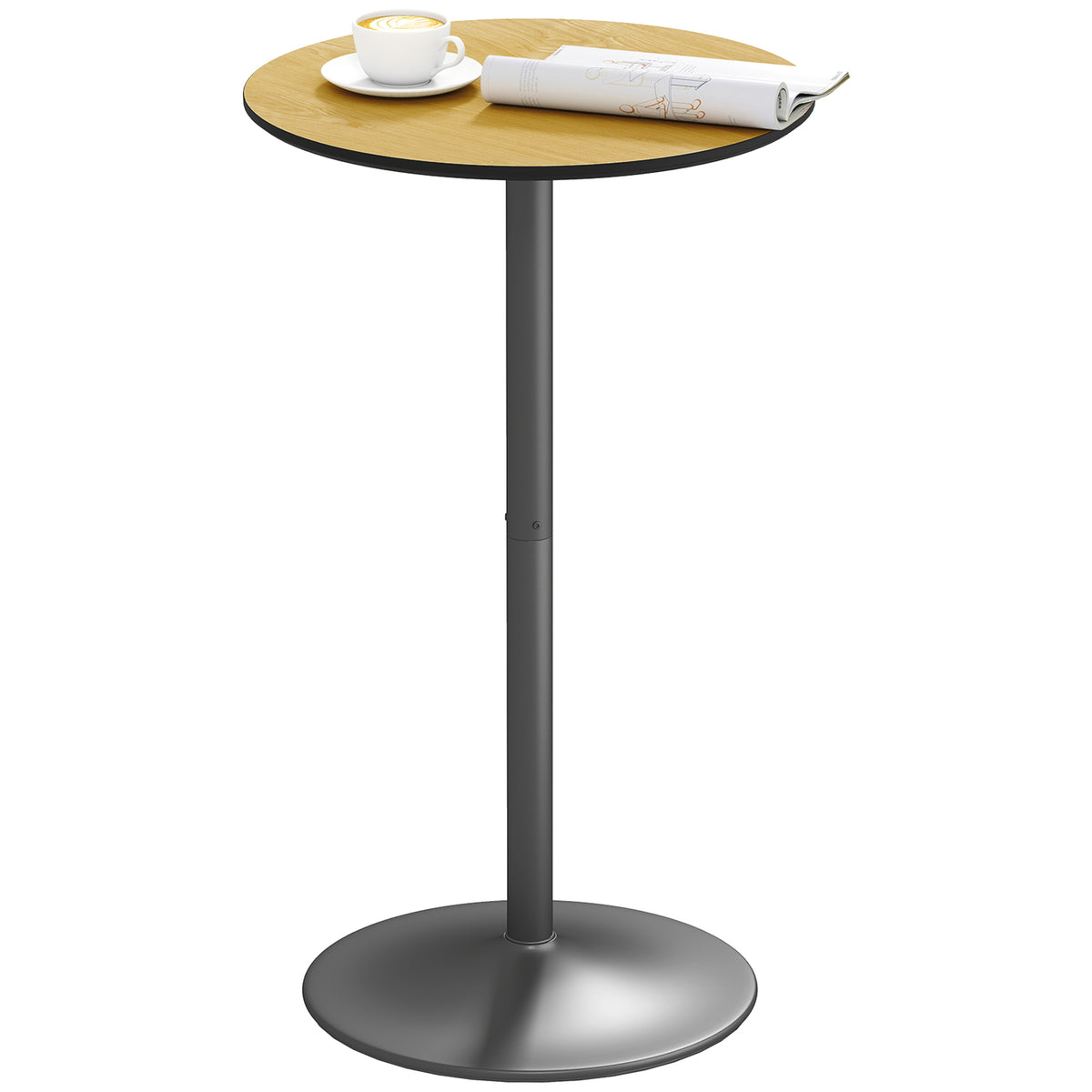 Round Table for 2, 40.2 Inch Bar Height Pub Table with Steel Frame