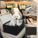 Dog Car Seat, Dog Booster Car Seat Washable with Adjustable Safety Leash, Storage Pockets for Small Under 10kg