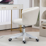 Armless Office Chair, Fluffy Computer Desk Chair with Adjustable Height, Swivel Wheels, Mid Back