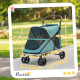 Dog Stroller Easy Fold Pet Stroller for Large Dogs Up to 66lbs with 4-Wheel Shock Absorption & One-Foot Brake Turquoise