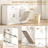 7 Gallon Tilt Out Garbage Cabinet, 2 Drawers, 4 Door Racks