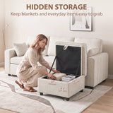 Modular Sectional Sofa Bed with Reversible Storage Ottoman