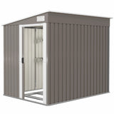 5x7 Garden Shed, Lean-to Metal Storage with Foundation, Sliding Door & 2 Vents for Garden Tools