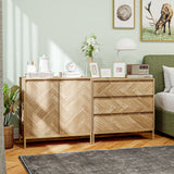 Commode de chambre avec conception anti-basculement, armoire de rangement avec 3 tiroirs pour salon, bois naturel